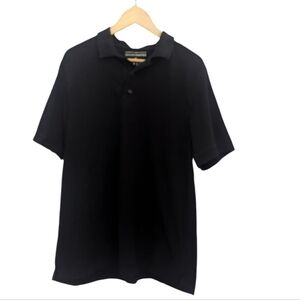 2/$15 Men's Denver Hayes Classic Fit Black Short Sleeve Polo Shirt- Size Large